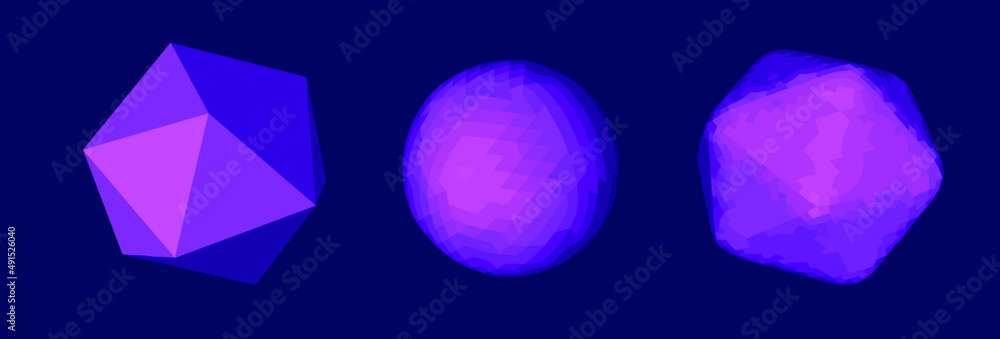 Fototapete set of 3d spheres with geometric pattern. collection of abstract vector elements for logotype templa