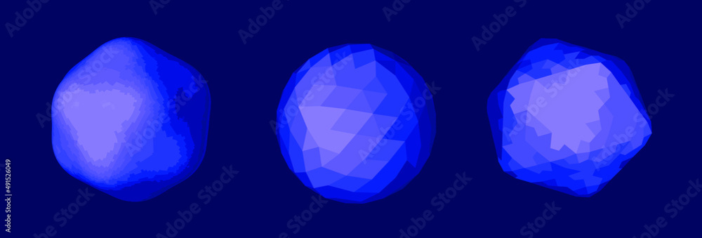 Fototapete set of 3d spheres with geometric pattern. collection of abstract vector elements for logotype templa