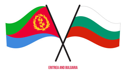 Eritrea and Bulgaria Flags Crossed And Waving Flat Style. Official Proportion. Correct Colors.