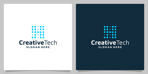 Inspiration logo initial letter H abstract with tech style and gradient color. icons for business, internet and technology.