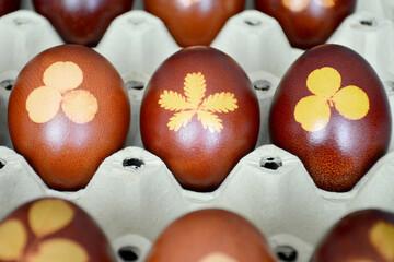 Easter eggs dyed with onion peel