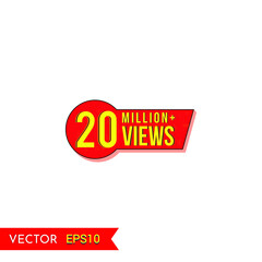 20M views celebration background design. 20 Million views.  Creative celebration views typography design badges.abstract promotion graphic elements vector illustration.