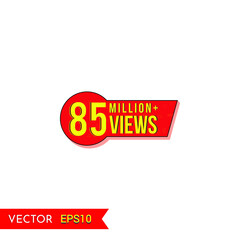 85M views celebration background design. 85 Million views.  Creative celebration views typography design badges.abstract promotion graphic elements vector illustration.