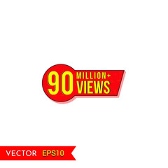 90M views celebration background design. 90 Million views.  Creative celebration views typography design badges.abstract promotion graphic elements vector illustration.