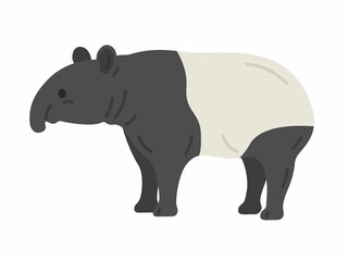 横から見た、マレーバクのイラスト