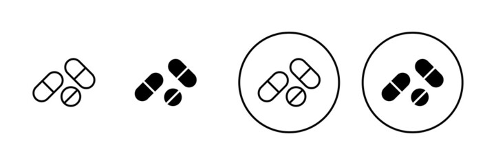 Pills icons set. capsule icon. Drug sign and symbol