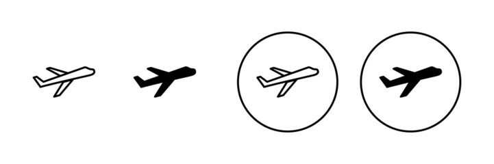 Plane icons set. Airplane sign and symbol. Flight transport symbol. Travel sign. aeroplane