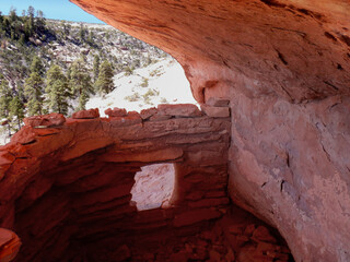 A view inside a small cliff-side Anasazi look out ruin in the Bears Ears wilderness area of Southern Utah.  