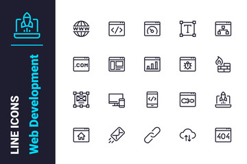 Front end web development icons set
