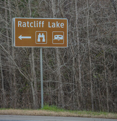 Ratcliff lake Sign, in Davy Crockett National forest, Ratcliff, Texas