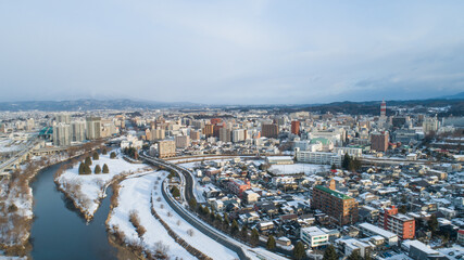 Fototapeta premium 《岩手県》冬の盛岡市の街並み
