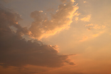 Vanilla sky with cloud and sunlight before sunset, Natural background