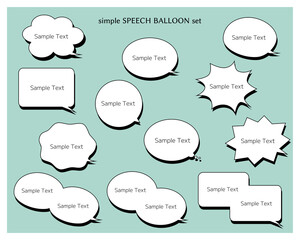 シンプルなフキダシセット　影付き　立体的