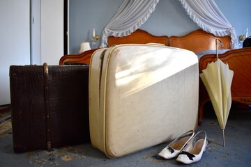 old suitcase on a table