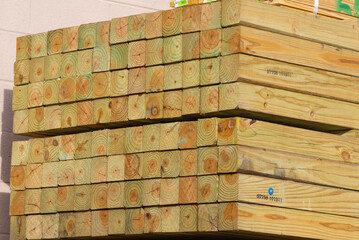 Closeup wooden boards stack