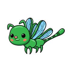 Cute little green dragonfly cartoon