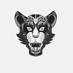 Illustration Hand drawn animal beast leopard head Tattoo in vector perfect for T-shirt, Apparel or merchandise design
