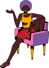 Black person sitting and talking