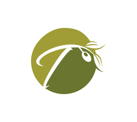 Grape Vine Monogram Initial Logo Letter T