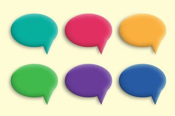 colorful 3d speech bubble chat icon oval set collection poster and sticker concept Banner vector
