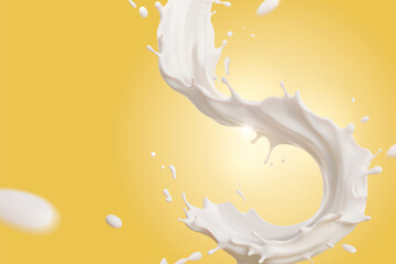 3d milk splashing effect - obrazy, fototapety, plakaty