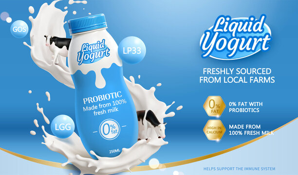 3d liquid yogurt drink ad template