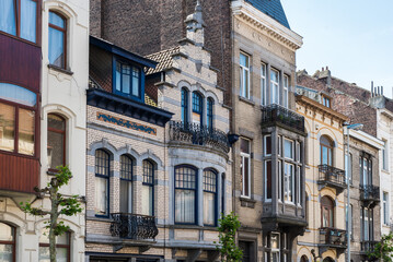 Schaerbeek, Brussels - Belgium  - Art nouveau facades around the Monplaisir borrow