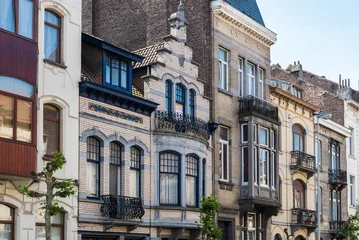 Foto op Aluminium Schaerbeek, Brussels - Belgium  - Art nouveau facades around the Monplaisir borrow © Werner