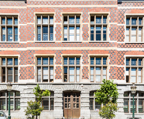 Fototapeta na wymiar Schaerbeek, Brussels , Belgium - The facade of the town hall in Neo- renaissance style