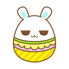 Kwaii bunny egg, Rabbit easter egg, vector illustration. Cute cartoon character.