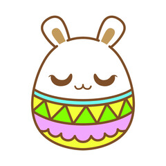 Kwaii bunny egg, Rabbit easter egg, vector illustration. Cute cartoon character.