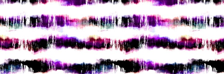 Funky summer ombre tie dye batik stripe border pattern. Seamless stain streaked space dyed striped effect fashion trim edging. Washed out boho blotch beach wear ribbon endless tape.