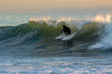 Exploring Rincon point at sunset in the winter