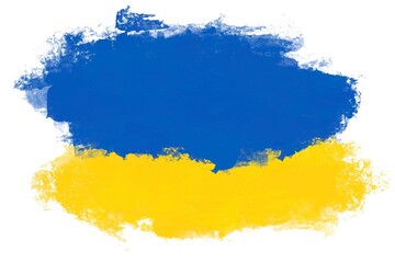 Effect pf brushed color of Ukraine. Oil paint of Ukraine color. Blue and Yellow background.
