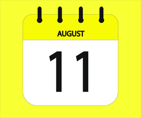 August 11th yellow calendar icon for days of the month