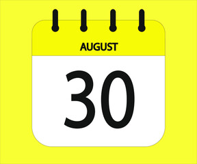 August 30th yellow calendar icon for days of the month