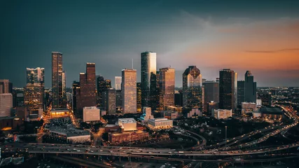 Crédence en verre imprimé Bangkok Downtown Houston Skyline at Sunset