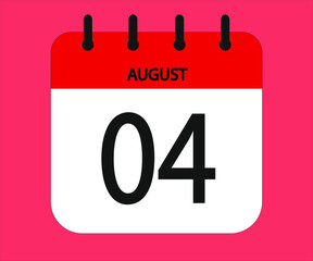 August 04th red calendar icon for days of the month