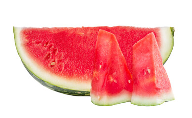 Juicy watermelon and two slices isolated