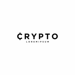 crypto logotype. Typography creative logo design. Flat design