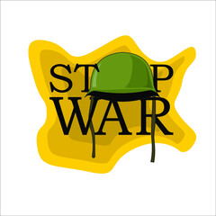 stop war campign ilustration with kids drawing style, consist of army helmet kids, tank, suitable for poster stop war campign