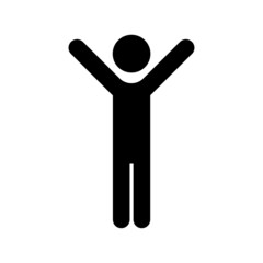 Obraz premium Flat illustration with hand up man icon. Business concept. Winner concept. Sketch icon. Vector illustration. stock image. 