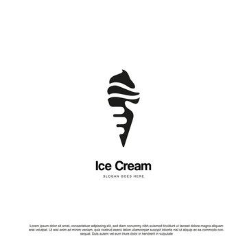 ice cream in the waffle cone logo design