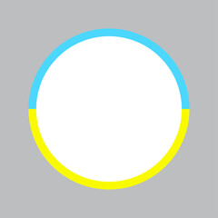 Round empty frame. Ukraine flag frame. The round frame is yellow-blue. Vector illustration. stock image.