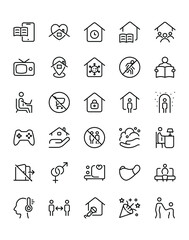 Stay at Home Icon Set 240 isolated on white background