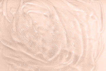 Cream gel transparent cosmetic sample with bubbles. Hand sanitizer, hygiene liquid gel