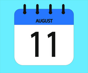 August 11th blue calendar icon for days of the month