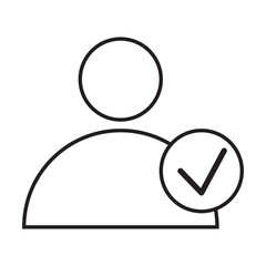 Man tick. Checkmark right vector icon. Checkmark icon. Verify sign. Tick icon. Vector illustration. stock image. 