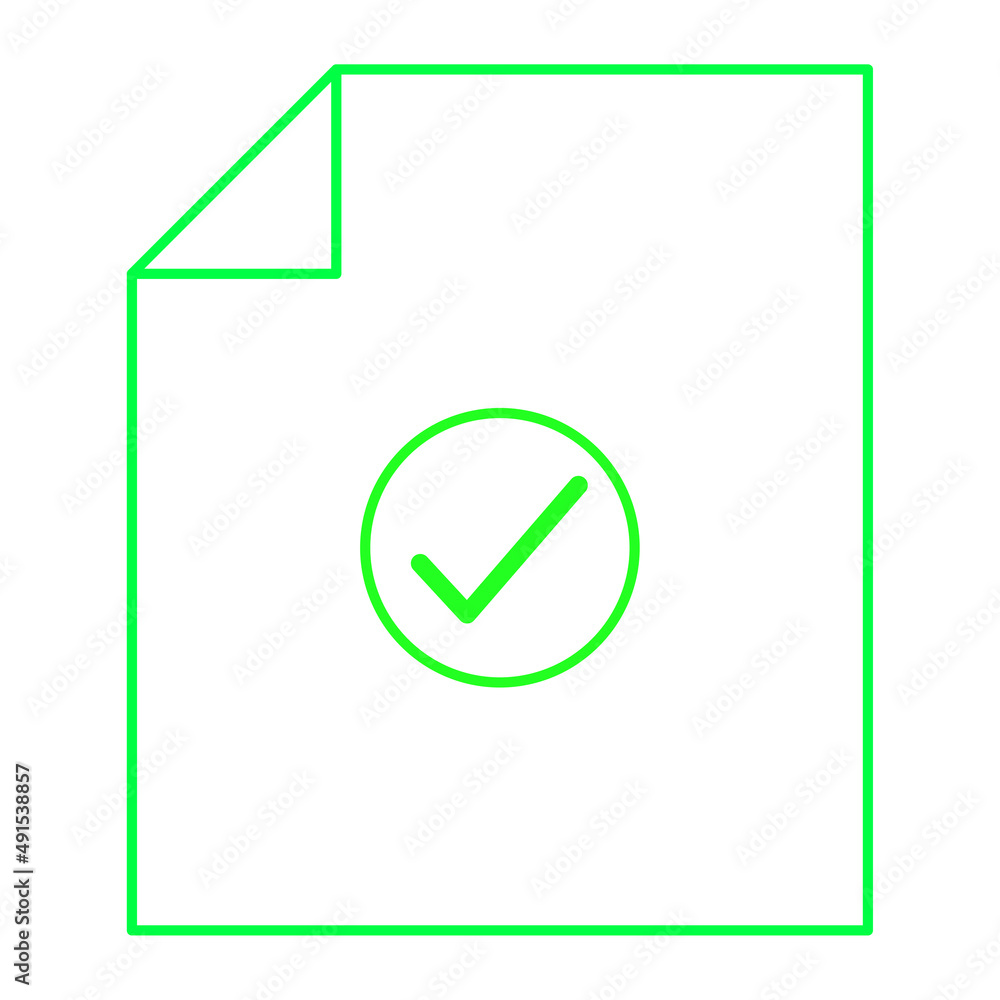 Poster flat icon with paper check mark. paper check mark. tick icon. vector illustration. stock image.