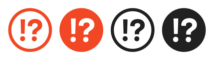 Question mark and exclamation mark icon on circle design.